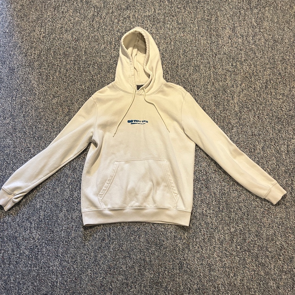 H&M Cream Hoodie with Blue Logo